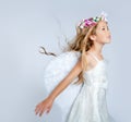 Angel children girl wind in hair