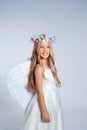 Angel children little girl fashion portrait Royalty Free Stock Photo