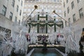 Angel Christmas Decorations and Christmas Tree at the Rockefeller Center in Midtown Manhattan Royalty Free Stock Photo