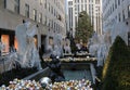 Angel Christmas Decorations and Christmas Tree at the Rockefeller Center in Midtown Manhattan Royalty Free Stock Photo