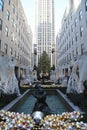 Angel Christmas Decorations and Christmas Tree at the Rockefeller Center in Midtown Manhattan Royalty Free Stock Photo