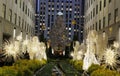 Angel Christmas Decorations and Christmas Tree at the Rockefeller Center in Midtown Manhattan Royalty Free Stock Photo