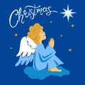 Angel and Christmas Star in the Night Sky Royalty Free Stock Photo