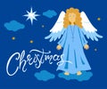 Angel and Christmas Star in the Night Sky Royalty Free Stock Photo