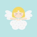Angel on cloud cute vector illustration Royalty Free Stock Photo