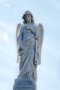 Angel with cross and flower wreath on Cementerio Cristobal Colon in Havana, Cuba Royalty Free Stock Photo