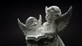 Guardian angel on a dark background two angels are reading a book Royalty Free Stock Photo