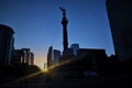 Beautiful sunset in Avenue Reforma, Mexico city. Royalty Free Stock Photo