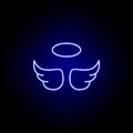 angel, death outline blue neon icon. detailed set of death illustrations icons. can be used for web, logo, mobile app, UI, UX