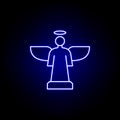 angel, death outline blue neon icon. detailed set of death illustrations icons. can be used for web, logo, mobile app, UI, UX