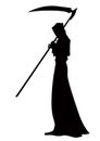 Angel of death with a scythe in his hands on white background. Royalty Free Stock Photo