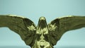 Angel of Death Sitting Gold Leaf Fabric Halloween Sculpture Demon Wings Royalty Free Stock Photo