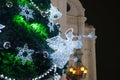 Angel on christmas tree with horn