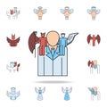 angel and demon on shoulders color field outline icon. Detailed set of angel and demon icons. Premium graphic design. One of the Royalty Free Stock Photo