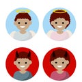 Angel and devil. Avatars for social networks. Good and evil Royalty Free Stock Photo