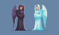 Angel and devil, good and evil winged characters