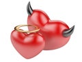 Angel and Devil hearts. lover concept. Royalty Free Stock Photo