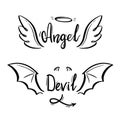 Angel and devil stylized vector illustration. Royalty Free Stock Photo