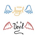 Angel and devil stylized vector illustration. Royalty Free Stock Photo