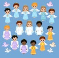 Angel Digital Clipart. Set Angel boys on the sky . Baptism.