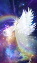 Angel touch, divine intervention, synchronicity, giving blessings, watching over Earth planet in space, orbit, earth healing Royalty Free Stock Photo