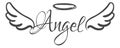 Angel doodle. Flying wings logo. Heaven symbol Royalty Free Stock Photo