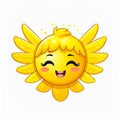 Angel emoticon icon. Emoji summer sticker. On white background. Ai Generative Royalty Free Stock Photo