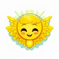 Angel emoticon icon. Emoji summer sticker. On white background. Ai Generative Royalty Free Stock Photo