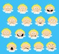 Angel Emoticon Icons Sticker Vector Flat Design