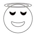 Angel emoticon style thin line Royalty Free Stock Photo