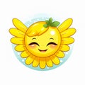 Angel emoticon summer icon. Emoji summer sticker. On white background. Ai Generative Royalty Free Stock Photo