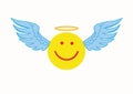 Angel emoticon on a white background. Royalty Free Stock Photo