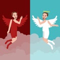 Angel and evil character represents good and bad