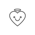 Angel face emoticon outline icon