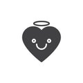 Angel face emoticon vector icon