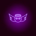 Angel face line icon in neon style. Signs and symbols can be used for web, logo, mobile app, UI, UX