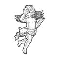 Angel facepalm gesture sketch vector illustration