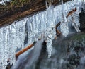 Angel falls, winter time with snow and icicles, Washington USA