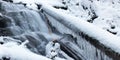 Angel falls, winter time with snow and icicles, Washington USA