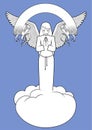 Angel with Feather Wings on Cloud and Reno Ribbon Banner