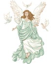 Angel figure with doves. Royalty Free Stock Photo