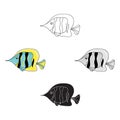 Angel fish icon in cartoon,black style isolated on white background. Sea animals symbol stock vector illustration. Royalty Free Stock Photo