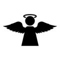 Angel with fly wing icon black color vector illustration flat style image