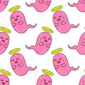 Angel ghost smile seamless pattern textile print. repeat pattern background design