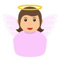 Angel Girl Avatar Flat Icon Isolated on White Royalty Free Stock Photo