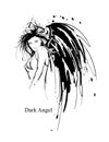 Angel Girl. Dark Angel. Vector Image Of Beauty Fashion Angel Girl. Fashion Angel