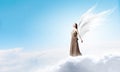 Angel girl flying high Royalty Free Stock Photo