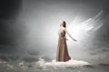 Angel girl flying high Royalty Free Stock Photo