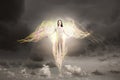 Angel girl flying high Royalty Free Stock Photo