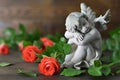 Angel guardian and roses Royalty Free Stock Photo